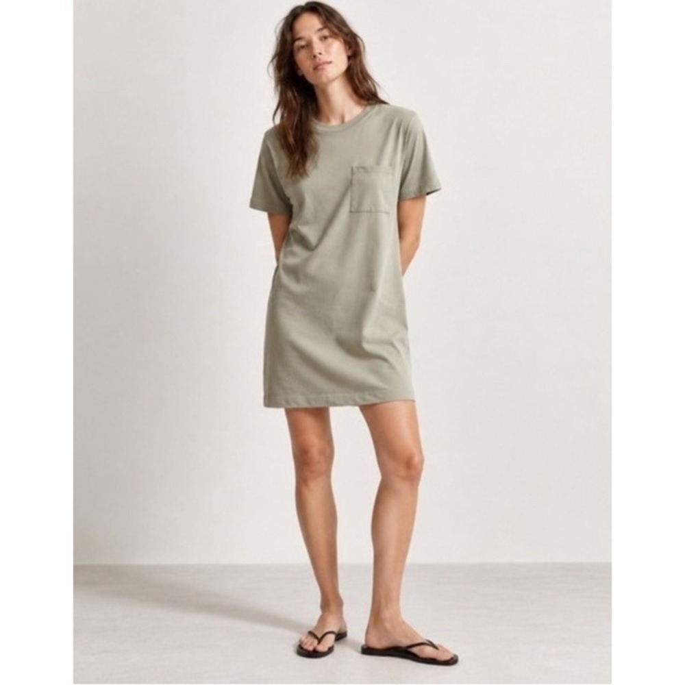Everlane Green Weekend Tee Dress Shirt Size XS Mini Casual Minimalist Comfy
